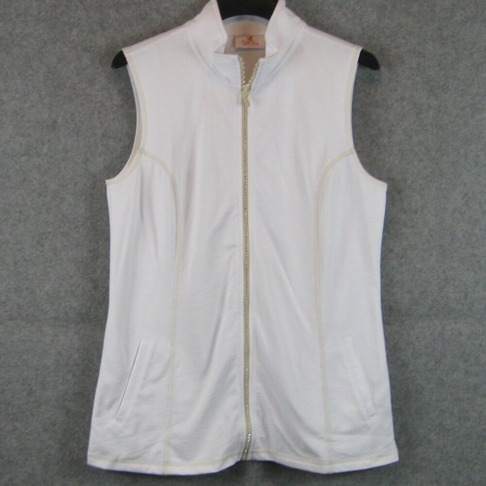 Quacker Factory Vest Size S Rhinestone Zip White - Picture 4 of 4